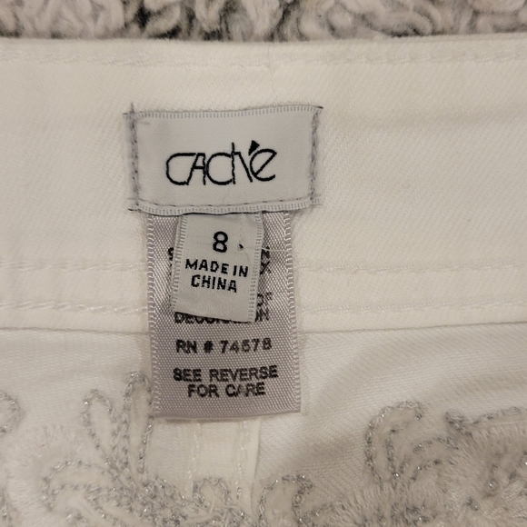 Cache SZ 8 White Embellished Crop Skinny Stretch Jeans - Picture 11 of 12